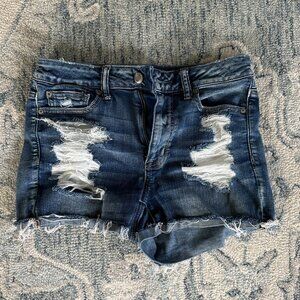 American Eagle Next level Stretch Hi-Rise Shortie Distressed Shorts Size 8